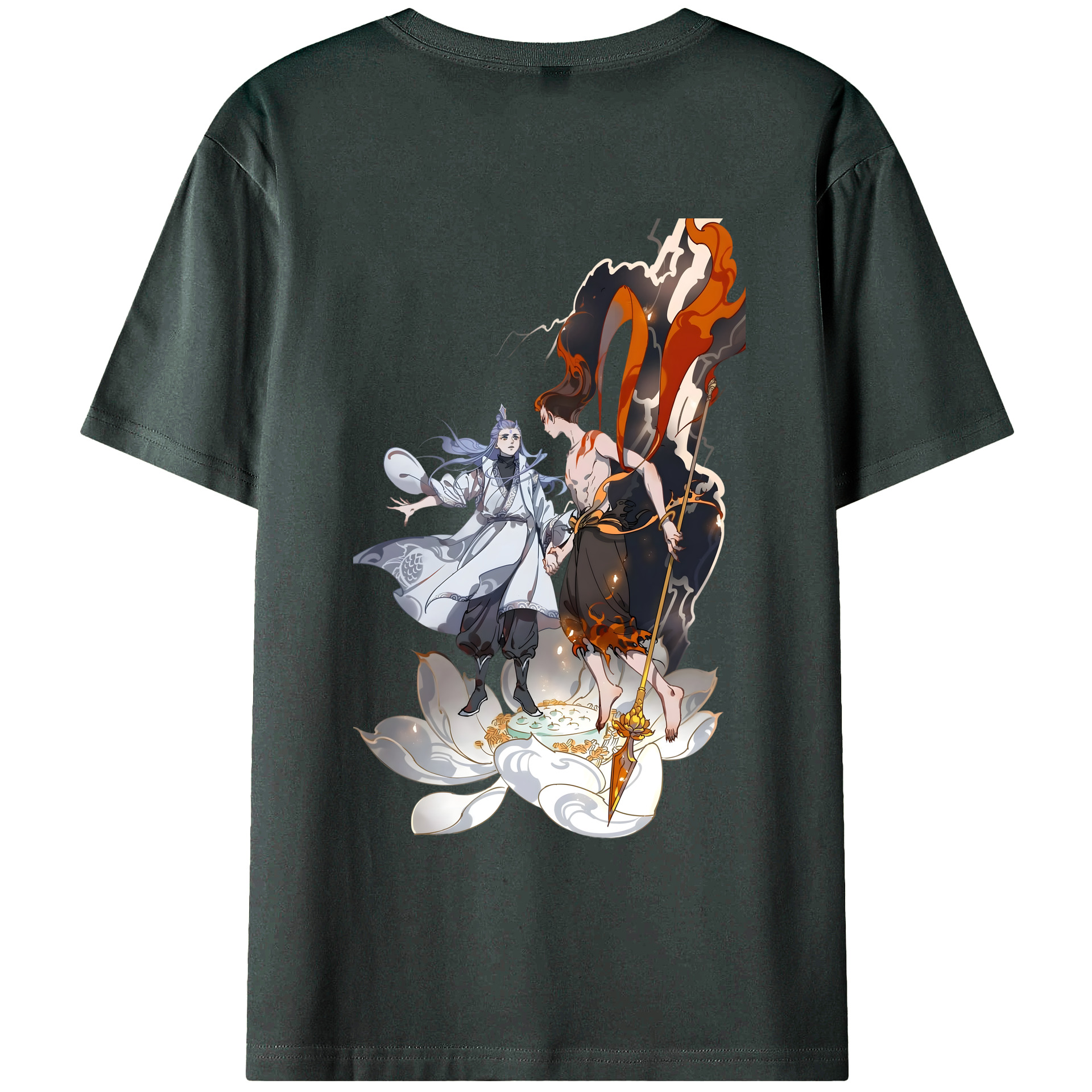 （画像用） Ne Zha 2 ナタ 魔童の大暴れ 綿100％ メンズ半袖Tシャツ（バックプリント） 通気性